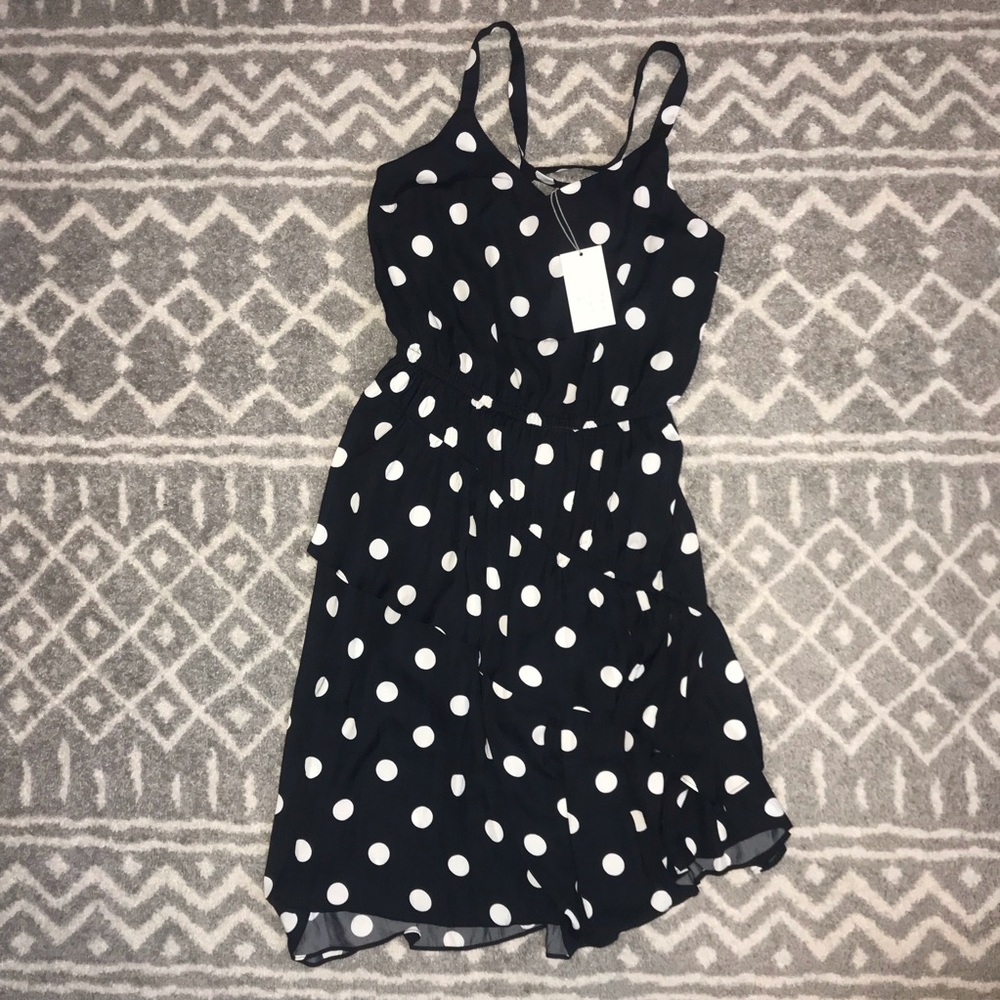 Black and White Polkadot Ruffle Dress